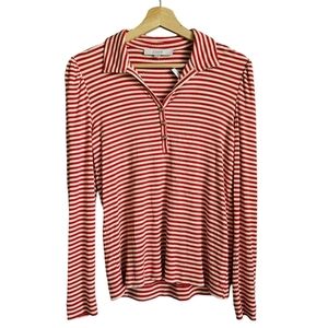 LOFT Red and White Striped Women's Top